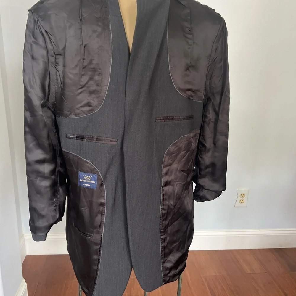 Brooks Brothers 346 Blazer Mens‎ 46R Gray Wool Blend Suit Jacket Coat